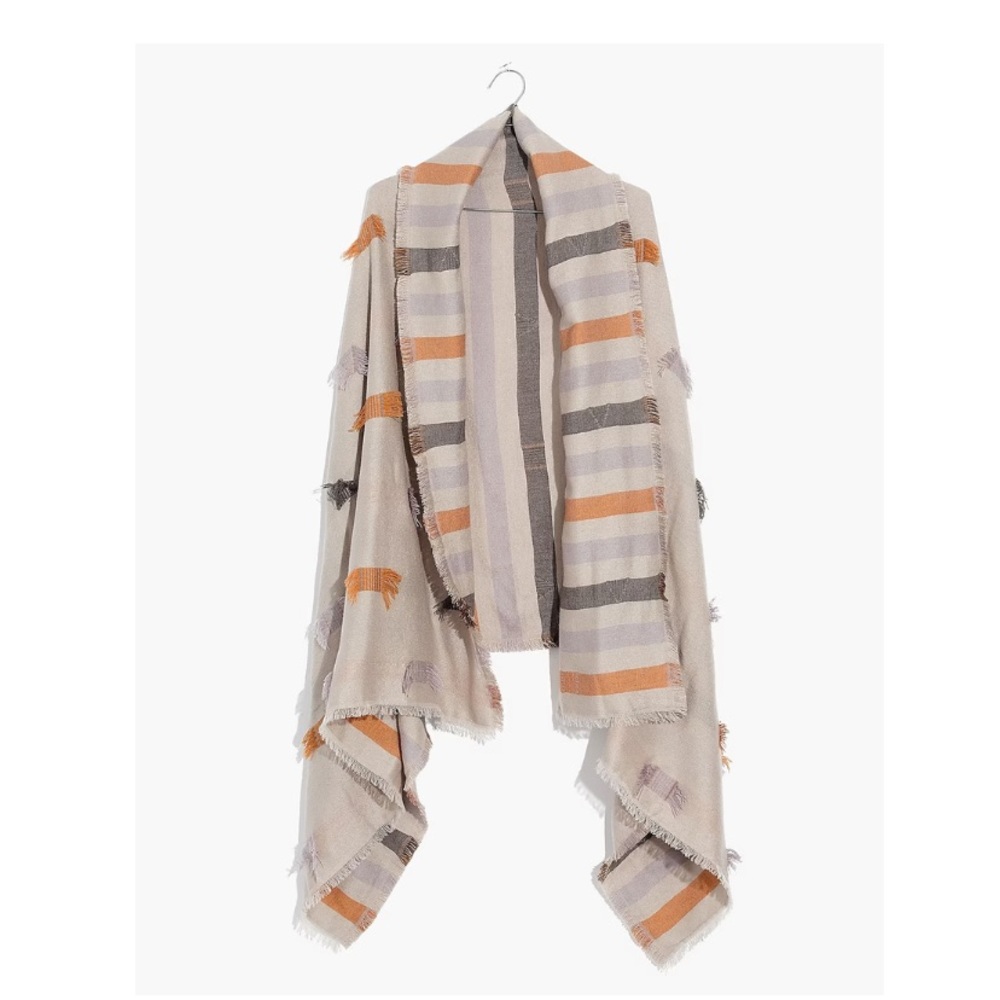 Madewell Jacquard Fringe Wrap Scarf